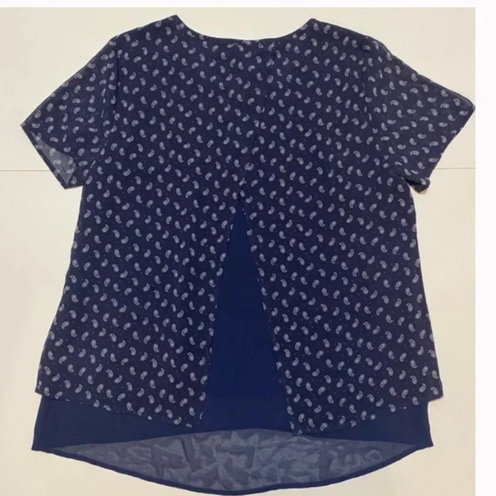 ❤️❤️ MICHAEL KORS Navy Print Slit Back Shirt❤️❤️size XS